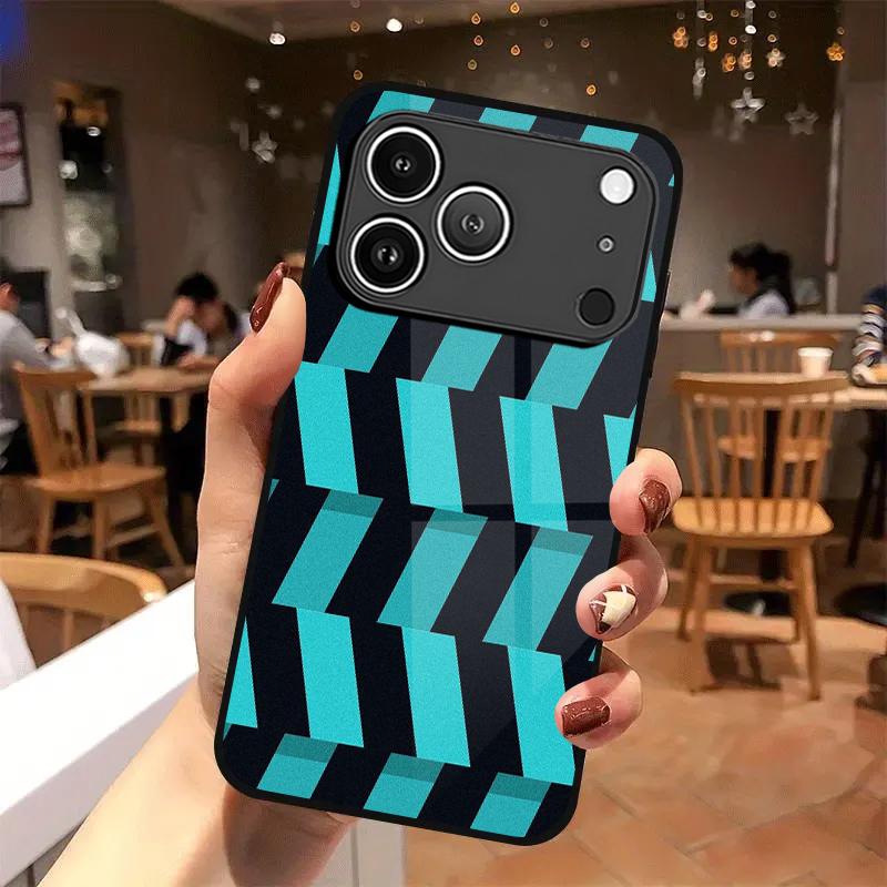 Blue Diagonal Pattern 2D Phone Case for iPhone 17 16 15 14 13 12 11 X XR XS Max Pro 8 Plus - Glass Protective Cover