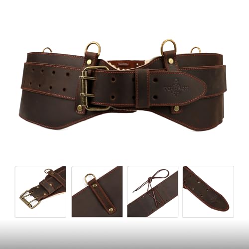 TOURBON Tool Belt, Work Belt, Leather Padded Tool Belt, Support Tool Belt, for Carpenters, Electricians, Construction Workers
