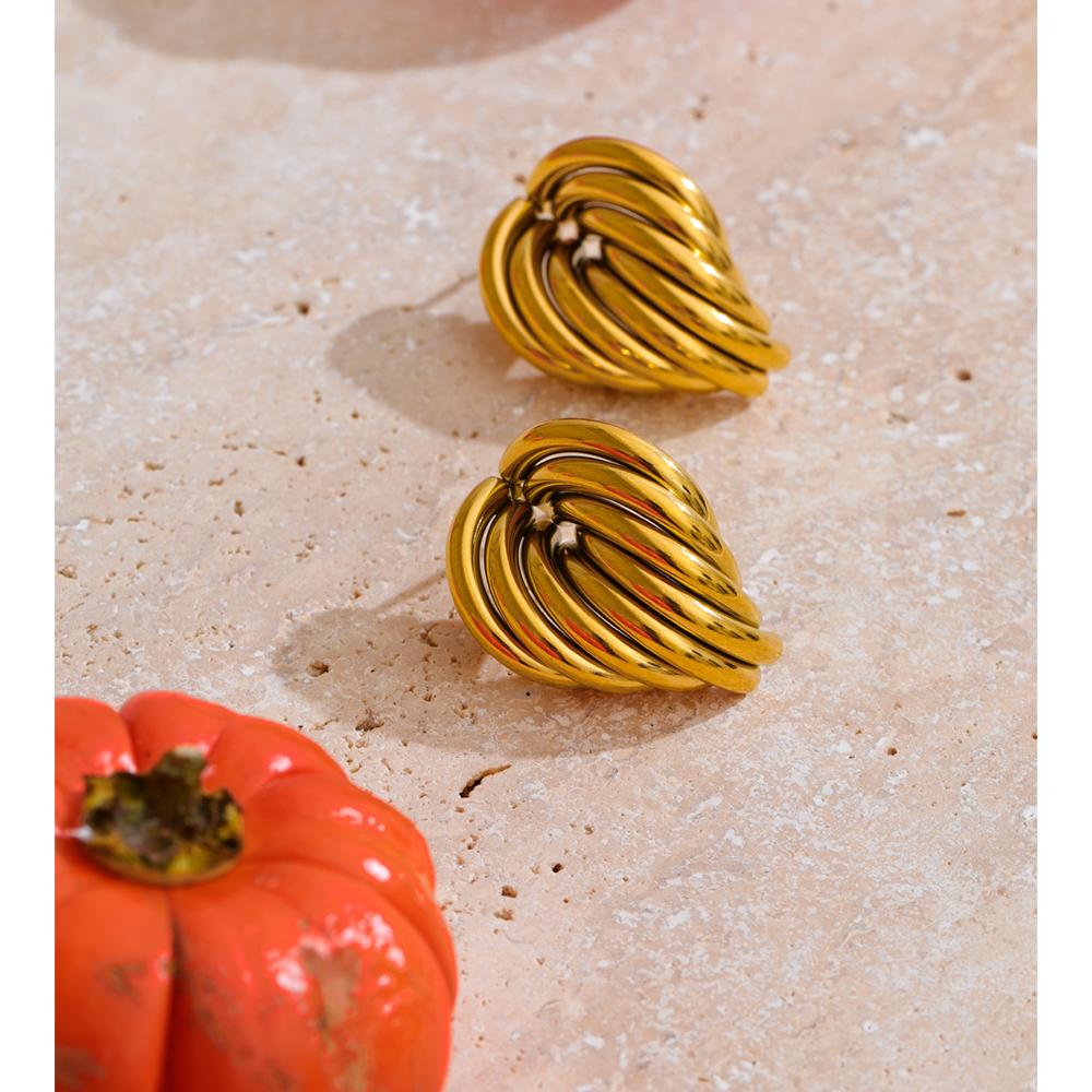 Eetit Casting Stainless Steel Geometric Stud Earrings 18K Gold PVD Plated Fashion Daily Statement Waterproof Jewelry Accessory
