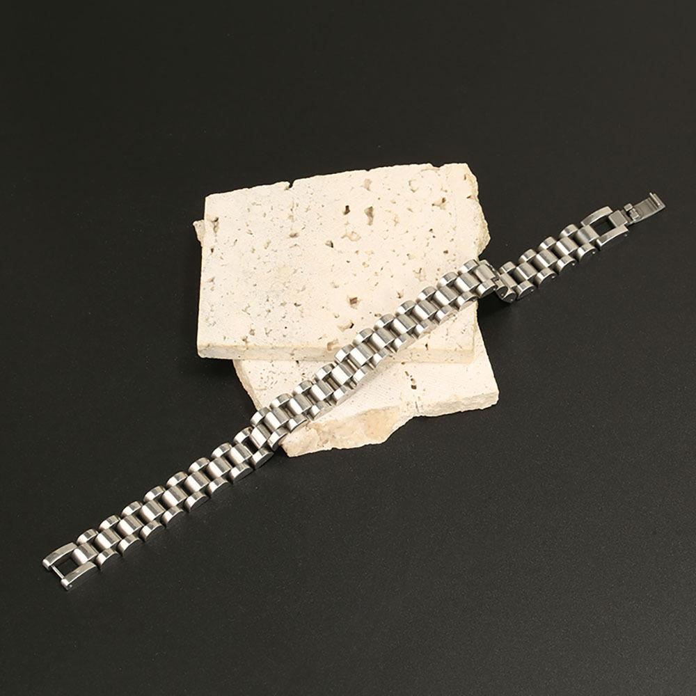 15mm Adjustable Stainless Steel Watch Band Bracelet for Men Titanium Steel Curved Bar Couple Fashion Jewelry