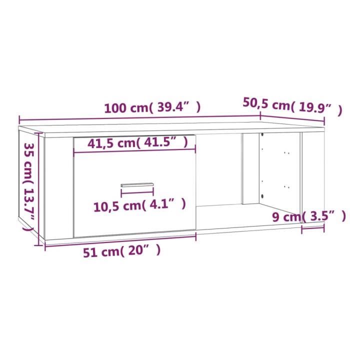 816541 vidaXL Coffee Table Smoked Oak 100x50.5x35 Cm Engineered Wood