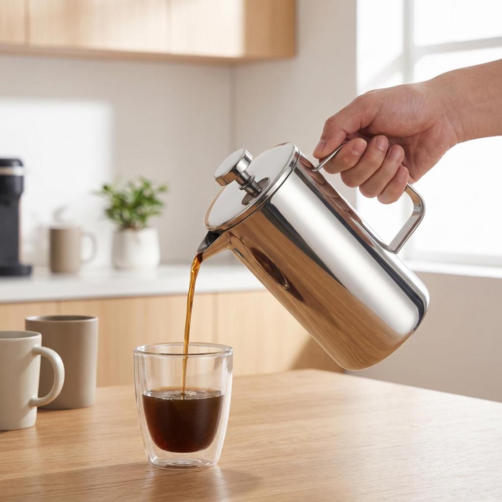 Stainless Steel French Press Long-Lasting with Plunger Compact
