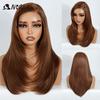 Noble Synthetic Lace Wigs For Women 18 Inch Straight Layered Lace Wig Side Part Pre Plucked Ombre Brown Blonde Cosplay Wigs