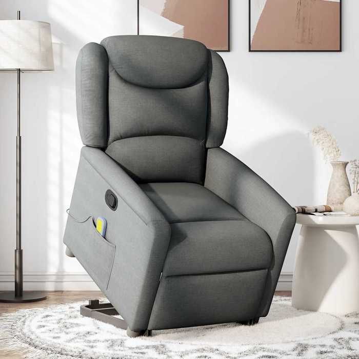 VidaXL Fauteuil de massage inclinable Gris foncé Tissu 3303205