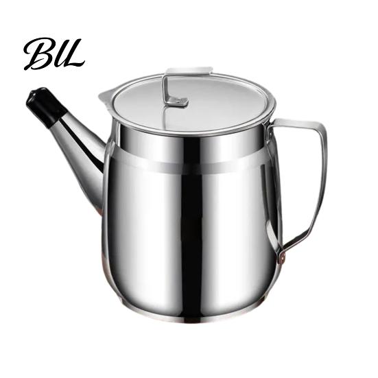 Compact Oil Can Stainless Steel Filter Container with Fine Mesh 1500/2000ml Heat-Resistant Kitchen Multi-use Pan Jug for Frying Lard Grease