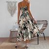 2026 Amazon cross-border new women's clothing printed lace-up neck sleeveless dress European and American summer waist dress