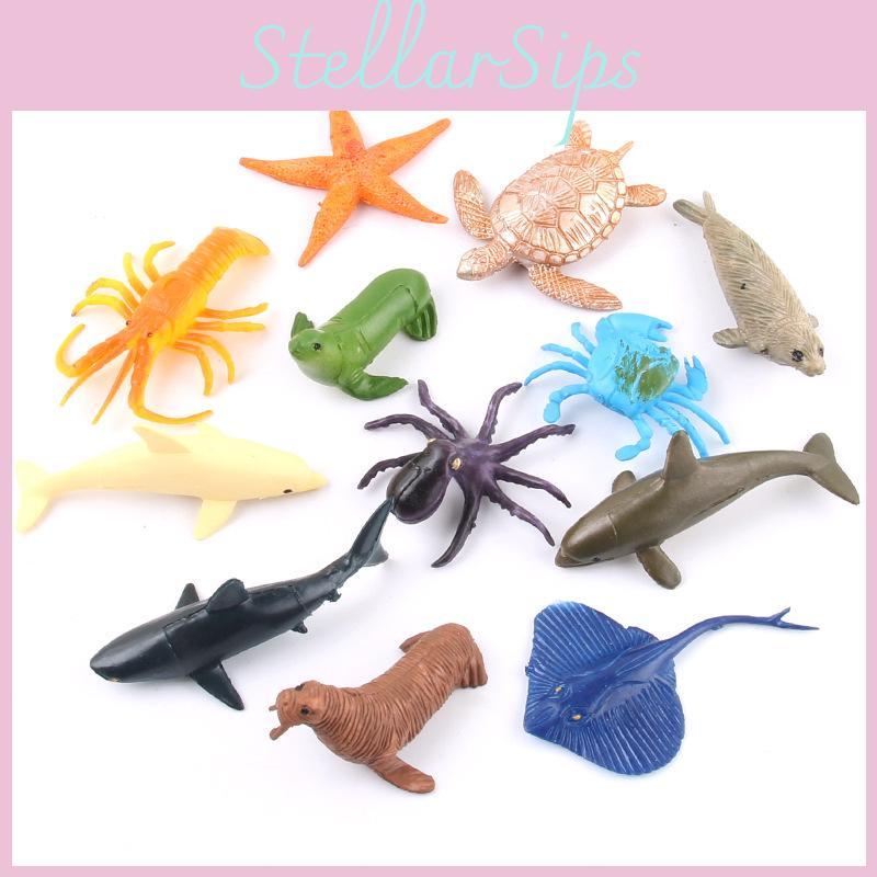 Realistic Ocean Creatures 12 Piece Set Pvc Marine Animal Models For Imaginative Play