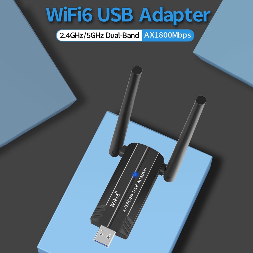 Wifi 6 USB Adapter 2.4G/5Ghz Dual Band Wireless WiFi Receiver USB 3.0 Dongle Network Card Driver Free for Laptop Computer PC