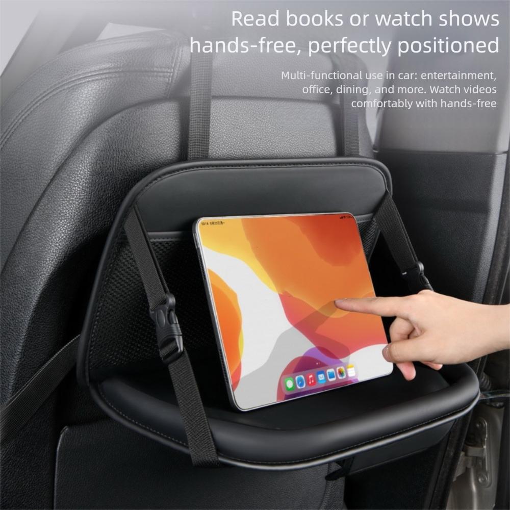 PU Leather Car Seat Back Organizer Multi-functional with Foldable Tray Backseat Storage Bag Portable Hanging Organizer