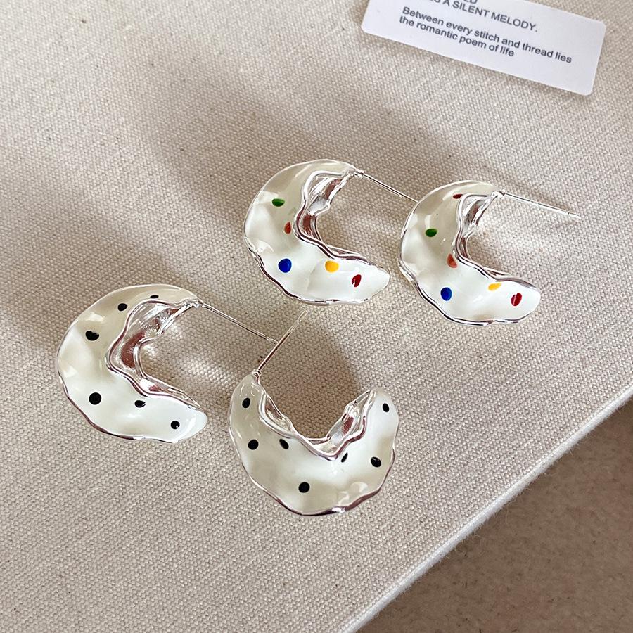Silver Needle French Drip Oil Polka Dot Earrings: Elegant, Unique, High-End Design