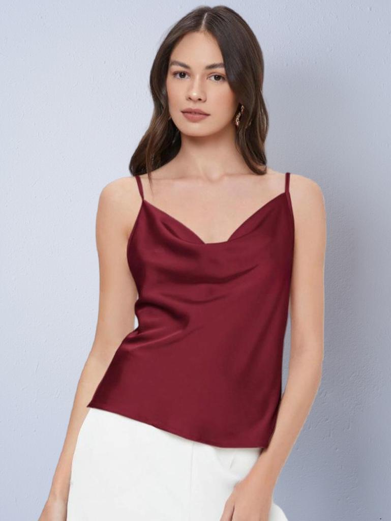 Women's Japanese Satin Vest Sling Spring Pile Pile Collar Sexy Bottom Swinging Collar Short Top