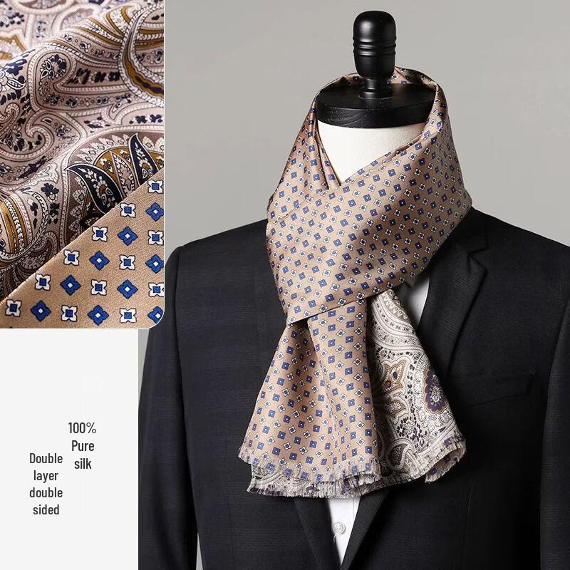 Мужской двусторонний шелковый шарф с узором пейсли 160x26cm
