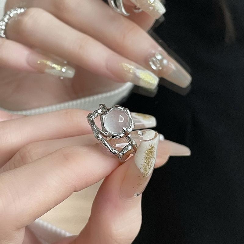 Mode Glänzende Blaue Kristall Planet Ringe Y2K Emo Mädchen Fee Exquisite Offene Finger Ring Frauen Hochzeit Party Trendy Schmuck