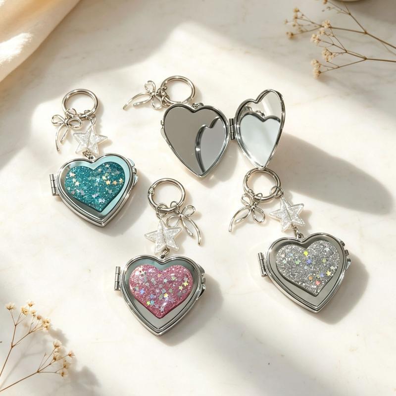 Ins Mini Cute Mirror Pendant Keychain Portable Makeup Cute Girl Style Bag Accessories Gift