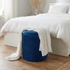 Storage Ottoman Modern Velvet Round Foot Stool for Living Room Bedroom 45 cm Blue