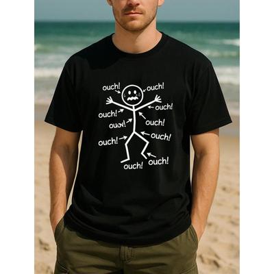 Europejski rozmiar T-shirt Strażacki "Całkowicie Bolesny" w Zabawnym Stylu, Miękki i Przewiewny T-shirt z Wzorzystym Nadrukiem na Okrągłym Dekolcie, Na Zewnątrz