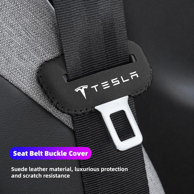 pwknb9 2Pcs Car Seat Safety Belt Buckle Cover Protective Accessories For Tesla Model-Y Model-3 Model-X Model-S Cybertruck Roadster