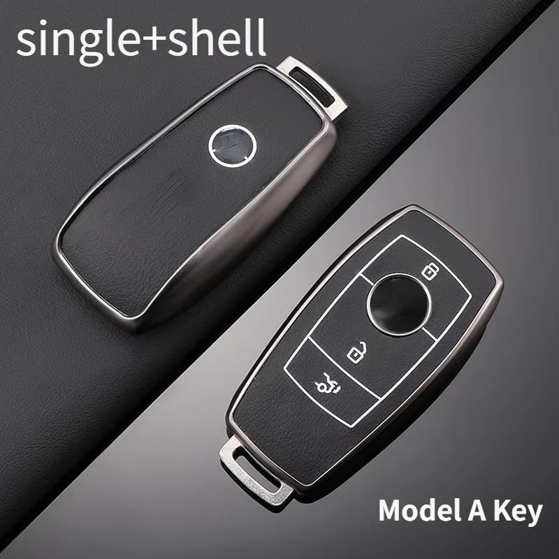 For Mercedes-Benz TPU Car Key Cover E-Class/Class E300L/C260L/A200L Car Key Decorative Leather Pattern All-Pack Protective Case