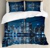 Skyline Duvet Cover Set for Adults Queen King Lightweight Quilt Cover with 2 Pillowcases City Buildings Bedding Set No Comforter