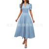 New European and American women's clothing fashion temperament high waist high waist short sleeve dress