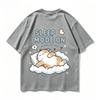 Sleep Mode On Graphic Tshirt Unisex Cute Sleeping Cat On Cloud Print Oneck Short Sleeve Loose Casual Summer Streetwear Tops