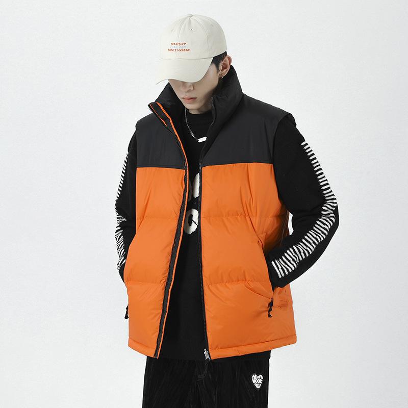 Vest Men's Thickened Winter Korean Version Cotton Vest Stand-up Collar Youth Warm and Velvet Men's Outer Cotton Vest