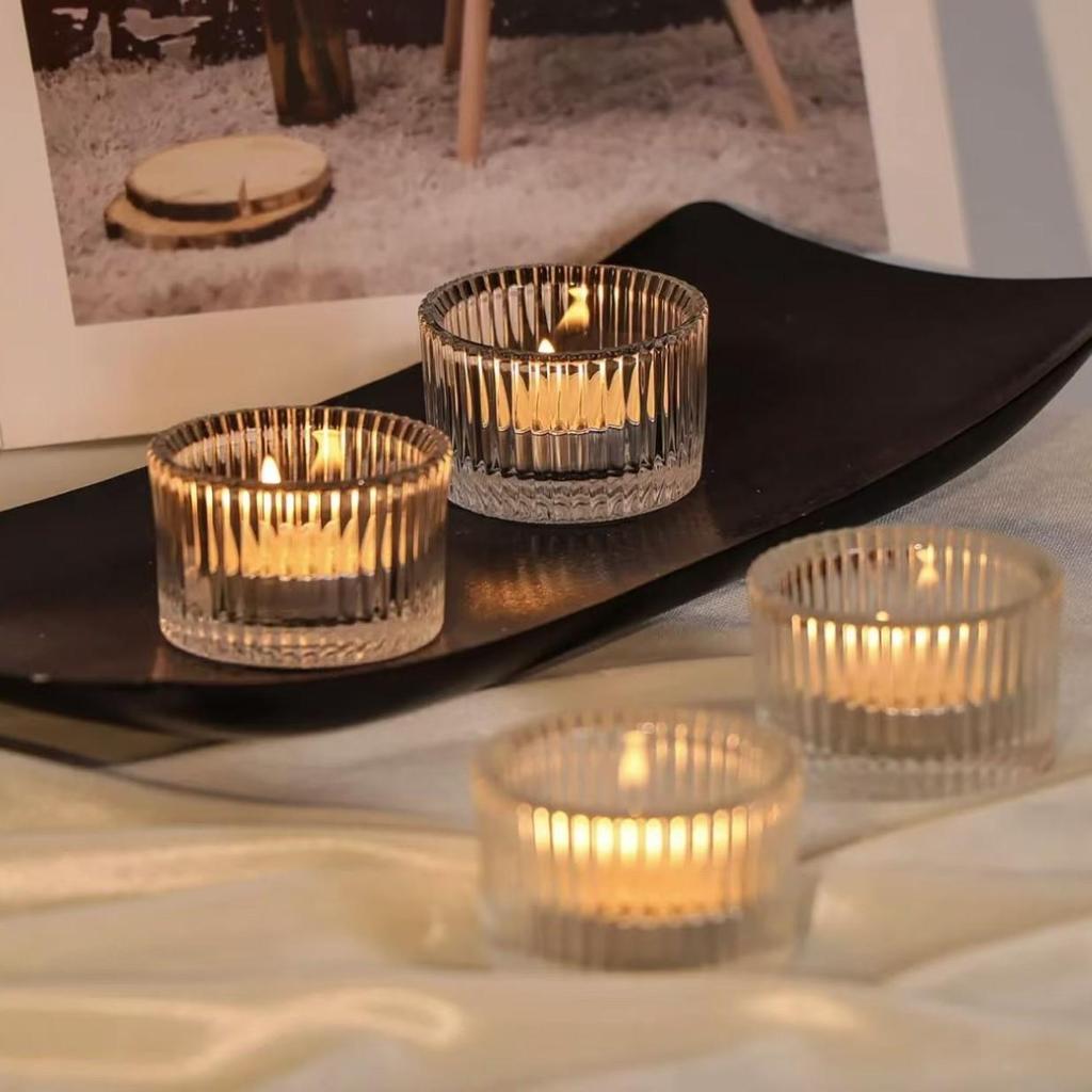 Transparent Fine-Textured Glass Candle Holder - Aroma Cup for Home Decoration