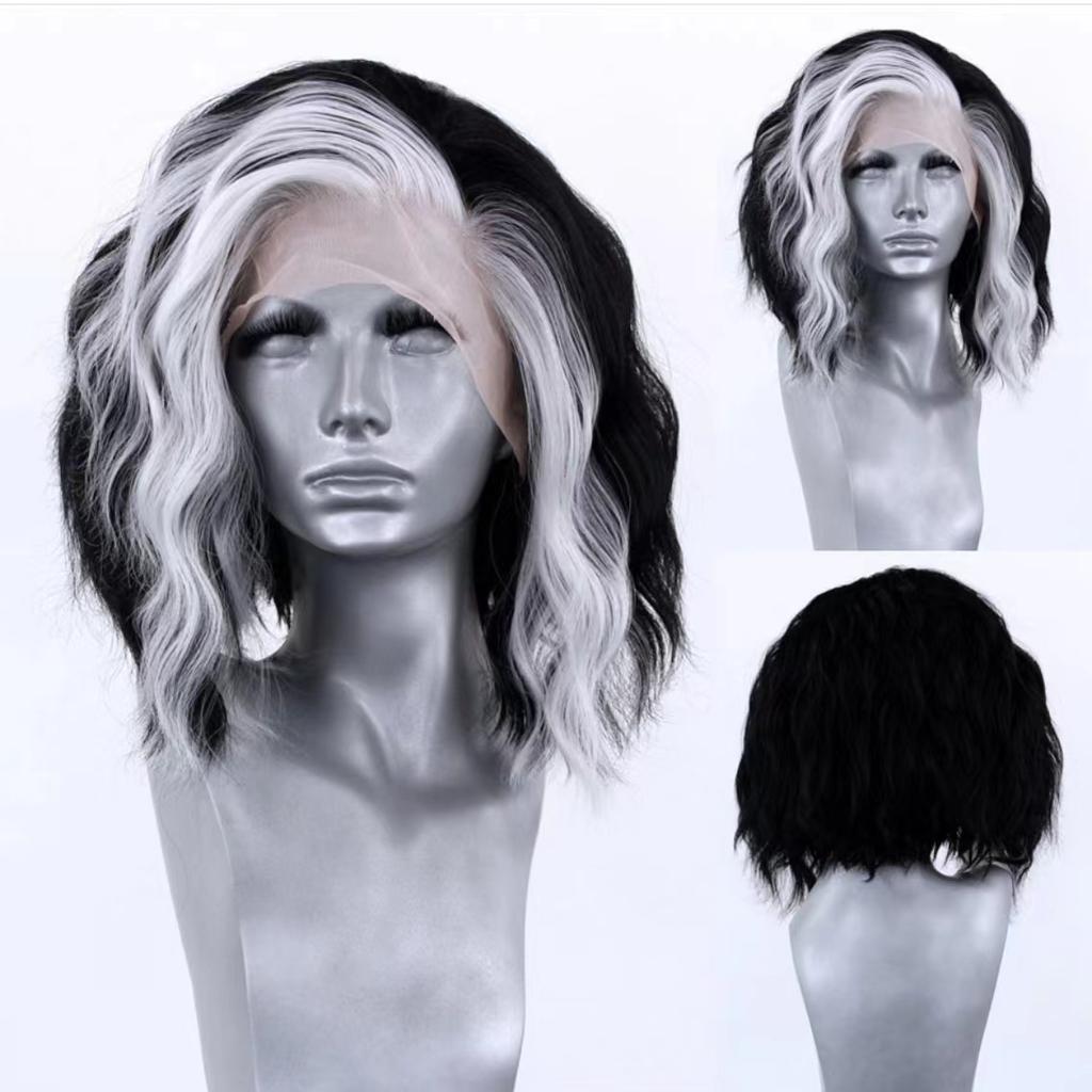 AIMEYA Synthetic Lace Front Wigs Short Bob Wig for Women Platinum Blonde Synthetic Lace Wig Blue Ombre Pink Short BOB Wig