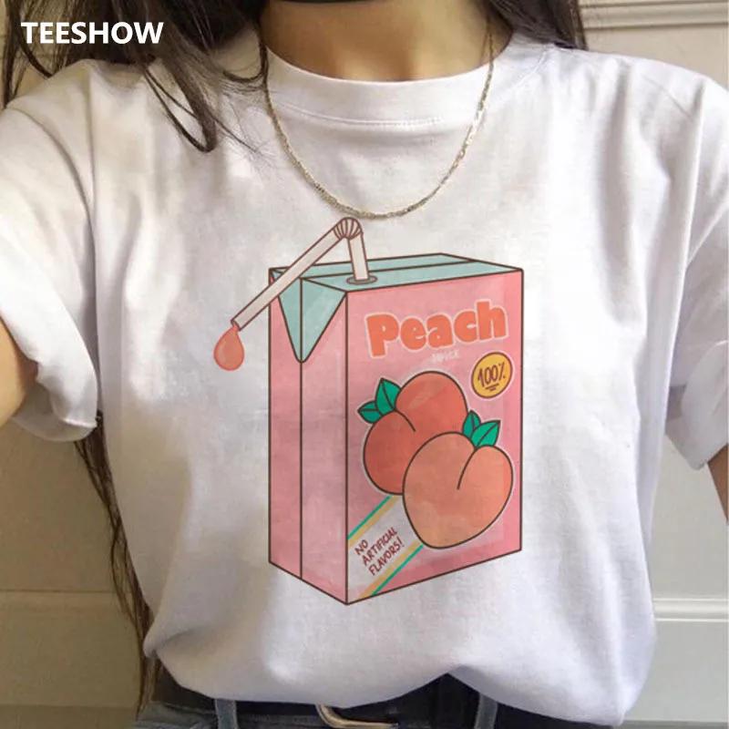 Peach Harajuku Small Fresh T Shirts Unisex Print Korean Style Tshirts 90s Peachy Graphic Tshirts Fashion Funny Top Tees Female