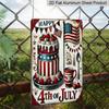2D Flat 4th of July Aluminium Sign Vintage Independence Day Celebration Metal Sign Print Aesthetic Room Decoration for Home Bedroom Kitchen Bar