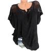 Summer Women's Chiffon Shirt with Hollow Off-the-shoulder Short-sleeved Embroidered Lace Stitching Loose Large Size