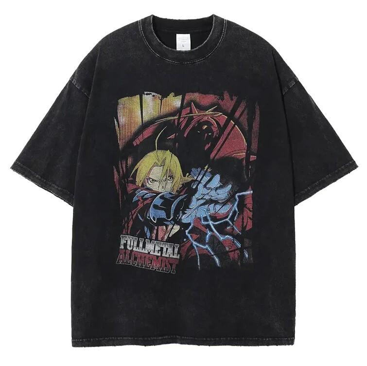 Hot Full Metal alchemist Elric Brother Vintage T-shirt Gift All Size S-4XL S