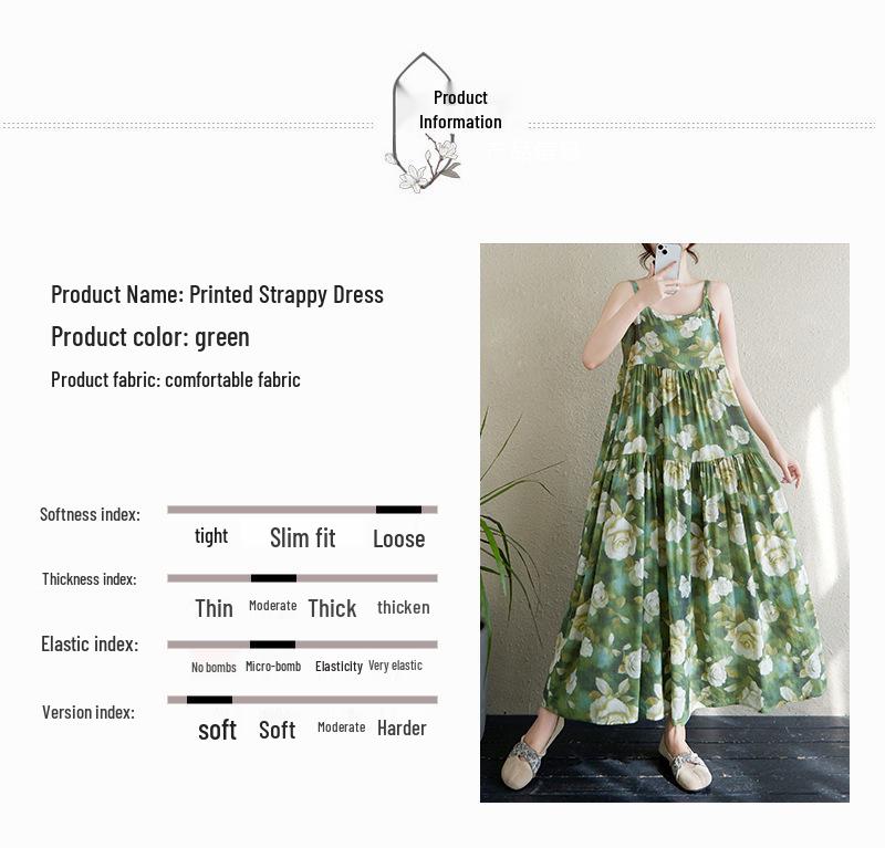 2025 Summer Cotton Linen Patchwork Long Dress with Large Hem and Slimming Fit