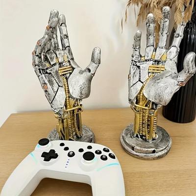 Mão Robótica Cyberpunk Decoração de Mesa para Feriado de Halloween e Jogos Ornamento de Artesanato em Resina Mão de Deus Futurista Incrível Presente Criativo