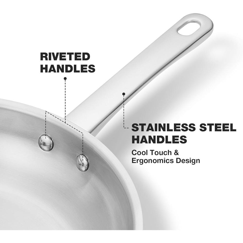 CSK Tri-Ply Stainless Steel Fry Pan 10-inch PFAS-Free Steel Skillet Non-stick Pan with Stay-Cool Handle Dishwasher/Oven Safe