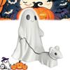 Halloween Ghost Walking Dog Statue Funny Ghost Walking His Ghost Dog Halloween Ghost Dog Statues Halloween Tabletop Decoration