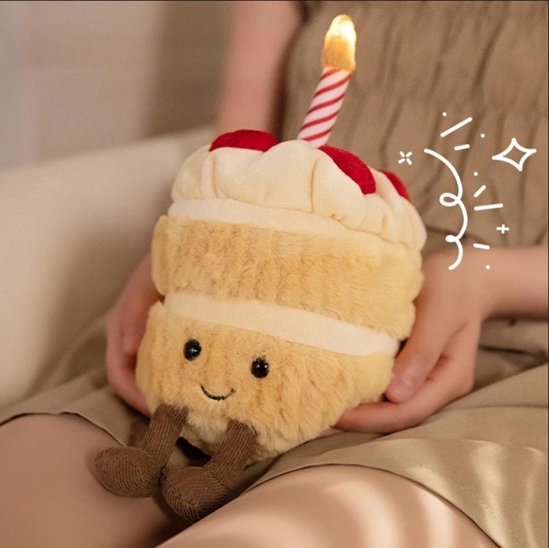 -Potdemiel 28Cm Birthday Cake Doll  Plush Doll Toy Gift Cartoon Style Rag Doll  Pendant Doll Happy Birthday Gift
