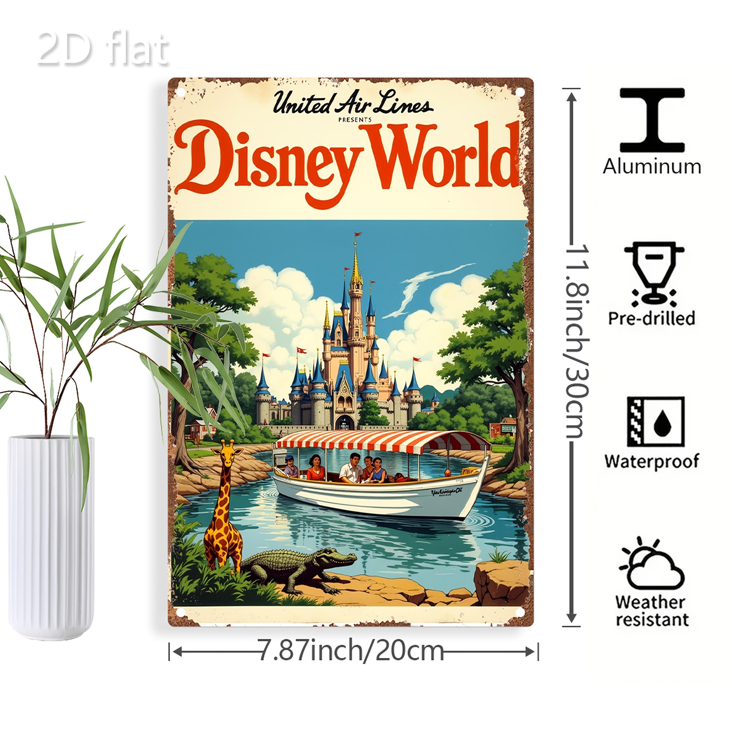 

2D Flat, 2D Flat Vintage Disney World Fantasy Castle & Jungle Scene Metal Wall Art - 8x12 Inch (20x30cm) Pre-Drilled Metal Sign 20x30cm（7.8x11.8inch）