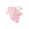 European & American Pastoral Style Infant Romper 3-Piece Set: Bow Floral Suspender Skirt