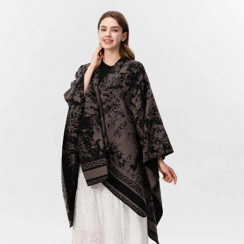 Literary niche women's scarf shawl forest series thickened warm imitation cashmere split double-sided shawl