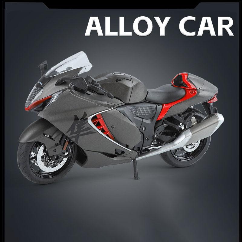 1:9 SUZUKI HAYABUSA Motorcycle Model Toy Alloy Body Rubber Tires Steering Suspension Motor Models Cool Light Collection Gift Boy