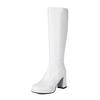 Sung Fit Women's Knee High Boots Gold Silver Comfy Shoes Soft Patent Leather Chunky High Heels Footwear