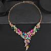 GemChic Women's New Exquisite Alloy Branch Flowers Crystal Rhinestone Collarbone Necklace Earrings Two Piece Set Birthday Christmas Jewelry Gift