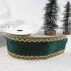Maßgeschneidertes kabelgebundenes Weihnachts-Samtband mit exquisiter goldener Kante, metallisches Samtband zur Dekoration