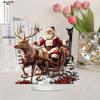 2D Flat Santa Claus Reindeer Sleigh Acrylic Desktop Decoration, Suitable for Wall Decoration, Porch, Room, Villa, Accents Home, Hallway, or Workplace