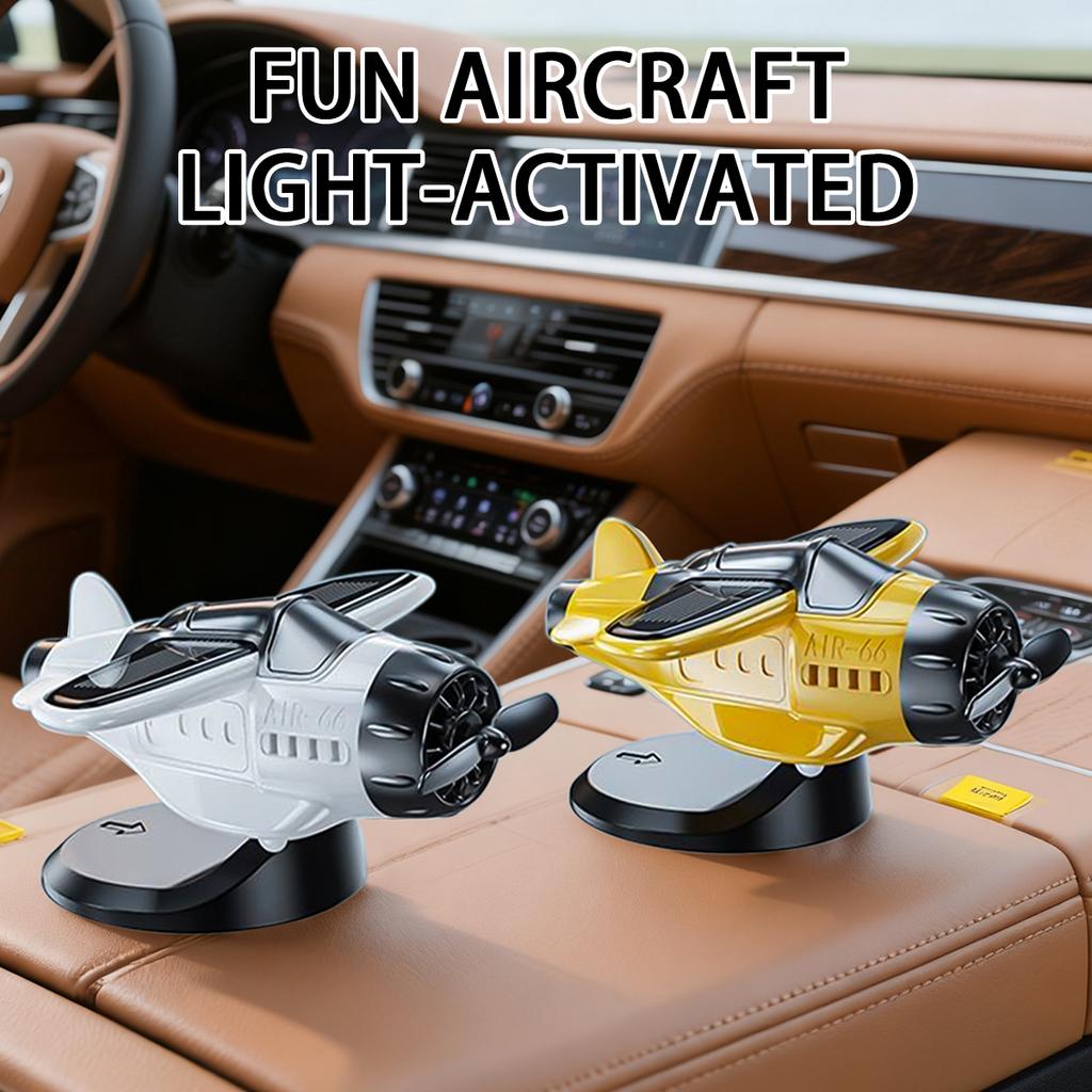 Non-Toxic 360 Rotary Car Solar Airplane Ornaments Creative Solar-Powered Aircraft Model For Car Center Console Multiple Colors Car Decor