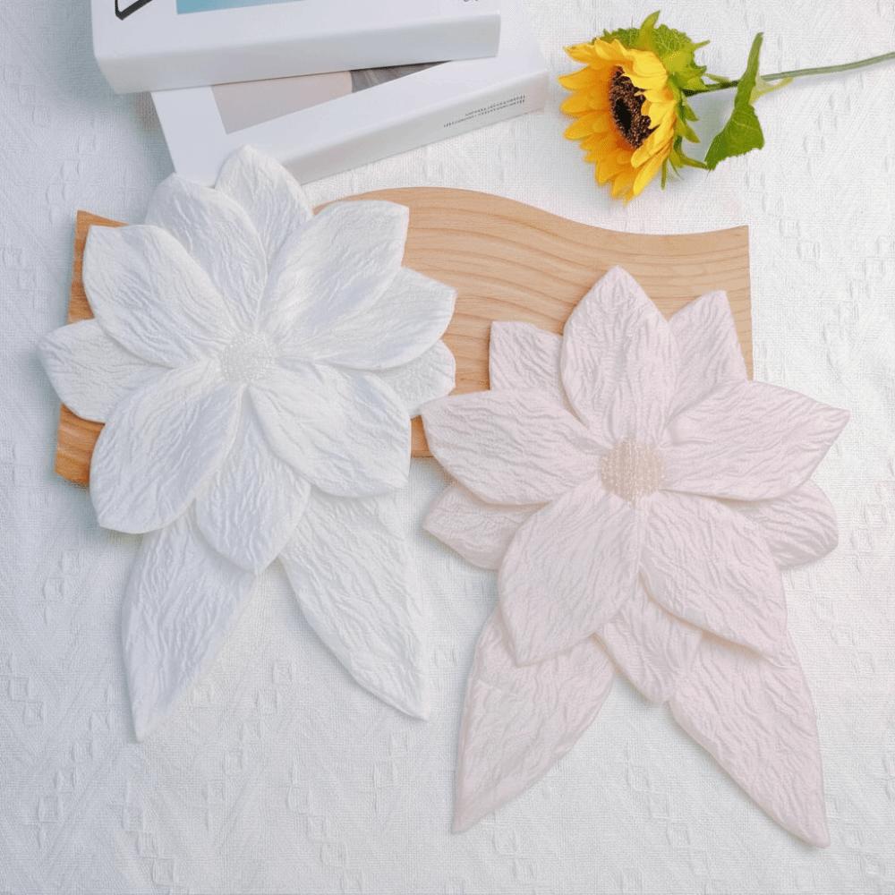 Vintage Style Flower Applique Pleated Design Large Size Beaded Brooch Beaded Detail Fabric Material Pleated Flower