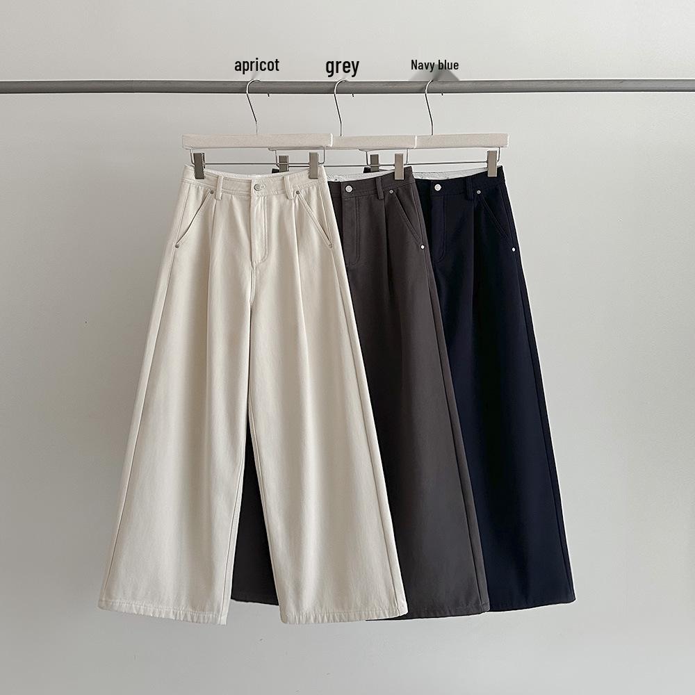 EverTrue Women s 2025 Winter Korean-Style High-Waist Wide-Leg Velvet Pants Large