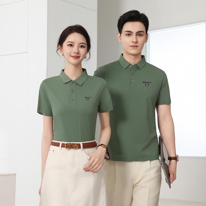 Gant 2025 Men's Summer Embroidered Cool Antibacterial Collar Polo Shirt Couple Business Casual Polo Shirt