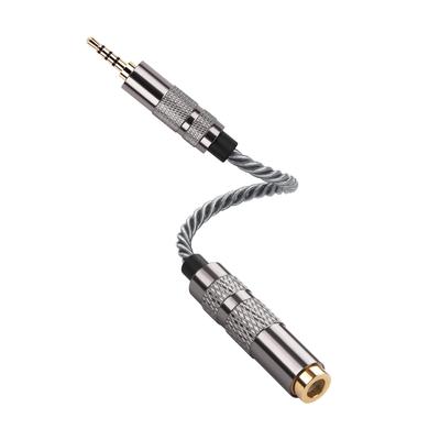 SinLoon Female To Male Balanced Conversion OFC Black Compatible with HiFi DAPs and Headphone Amplifiers 4.4mm 2.5mm Cable, Gold-Plated Cable, (Cool